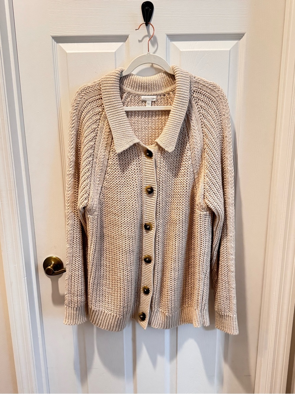Garnet Hill Cream Button-Front Knit Cardigan